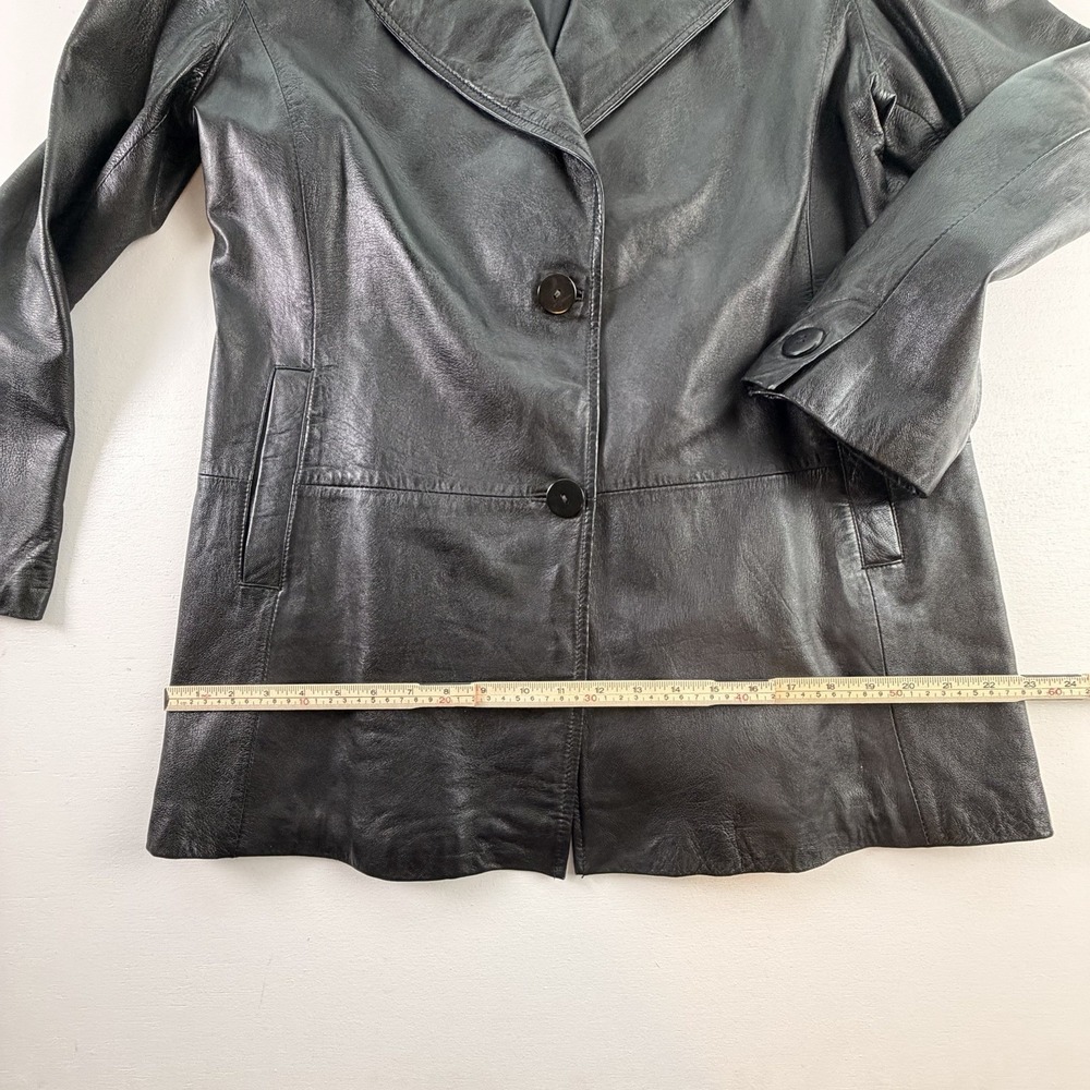 Vintage Brandon Thomas Black Blazer Genuine‎ Leather Jacket  90s, Women's Size L - Picture 3 of 11